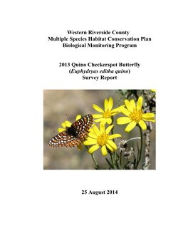 Western Riverside County Multiple Species Habitat Conservation Plan Biological Monitoring Program