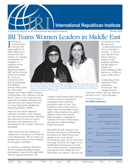 IRI Trains Women Leaders in Middle East N February, and Should Not, Look Women Leaders Like [America]