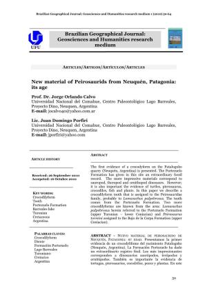 New Material of Peirosaurids from Neuquén, Patagonia: Its Age
