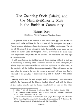 The Counting Stick (Salaka) and the Majority /Minority Rule in the Buddhist Community
