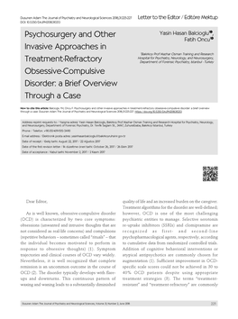 Psychosurgery and Other Invasive Approaches in Treatment-Refractory Obsessive-Compulsive Disorder: a Brief Overview Through a Case