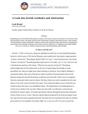 A Look Into Jewish Aesthetics and Abstraction