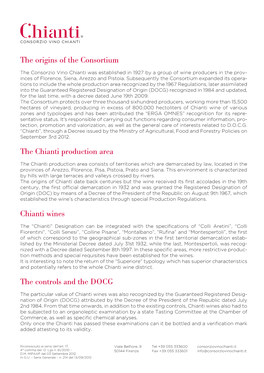 The Origins of the Consortium the Chianti Production Area Chianti