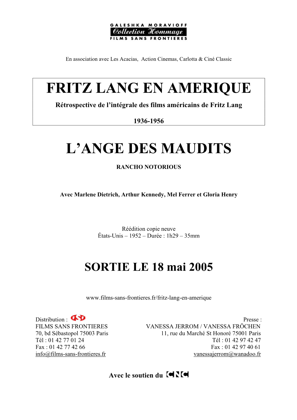 Fritz Lang En Amerique L'ange Des Maudits