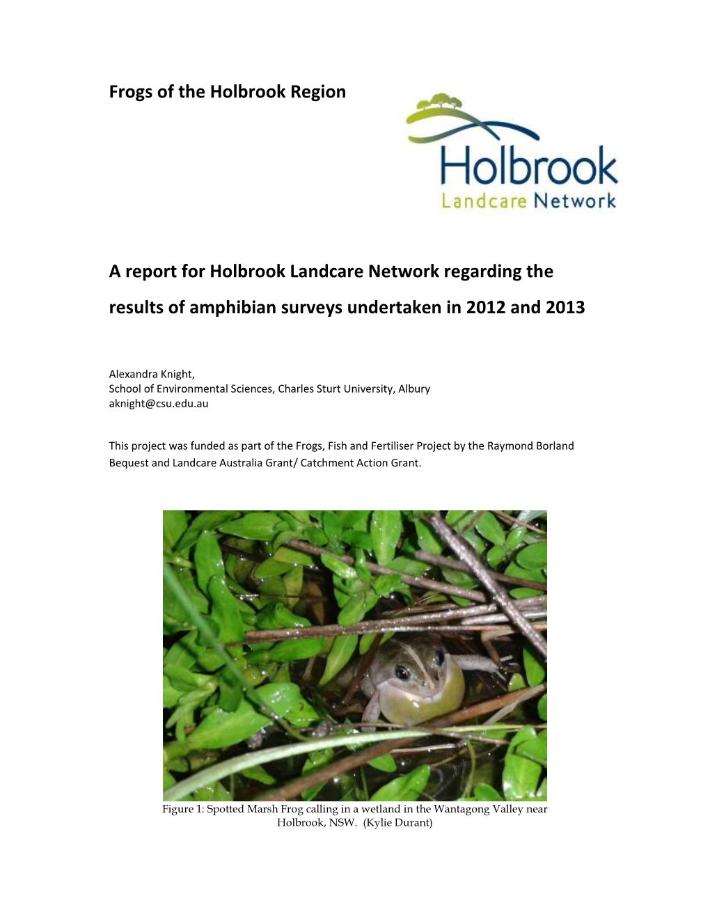 Frog Project Report 2012/13