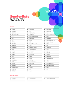 WALY.TV Senderliste