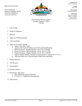 Agenda Tuesday, February 3, 2015 7:00 PM