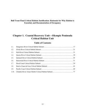 Chapter 1. Coastal Recovery Unit—Olympic Peninsula Critical Habitat Unit Table of Contents