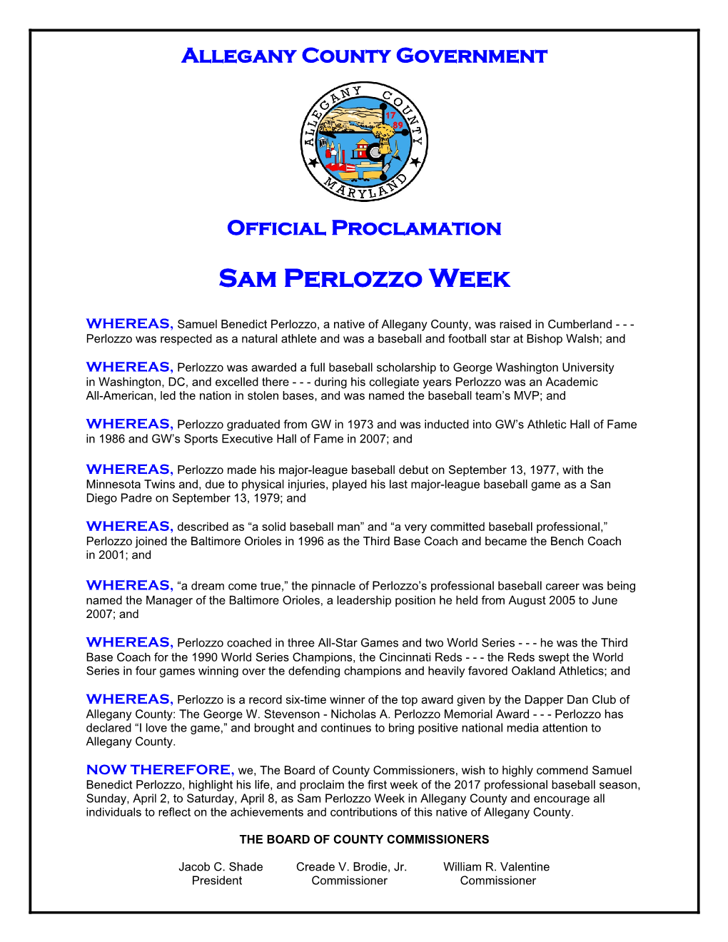 Sam Perlozzo Week