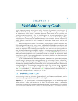 VERIFIABLE SECURITY GOALS Subject to the Object If the Subject Writes to the Object