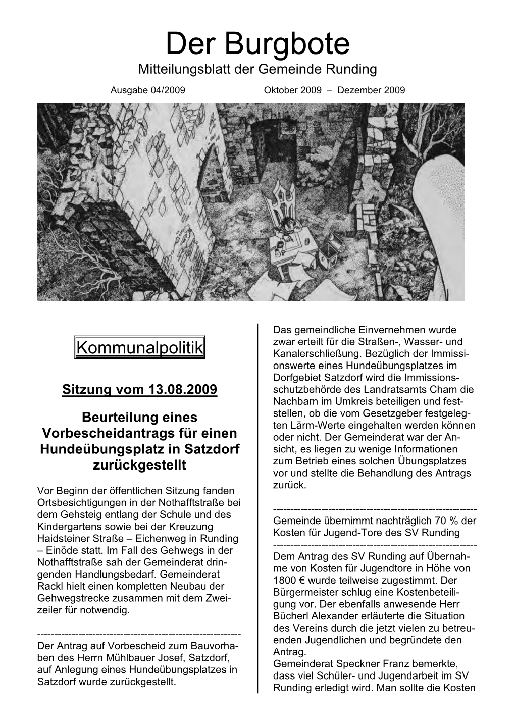 Der Burgbote Mitteilungsblatt Der Gemeinde Runding