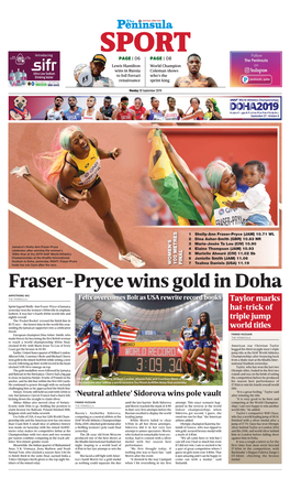 Fraser-Pryce Wins Gold in Doha