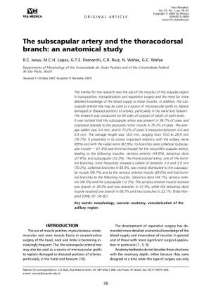 The Subscapular Artery and the Thoracodorsal Branch: an Anatomical Study