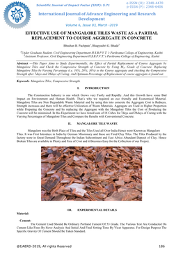 Effective Use of Mangalore Tiles Waste As a Partial Replacement to Course Aggregate in Concrete