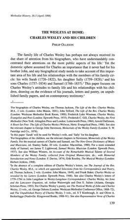 CHARLES WESLEY and Ms CHILDREN