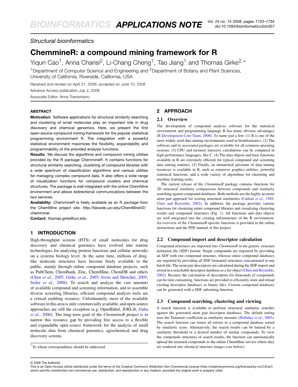 BIOINFORMATICS APPLICATIONS NOTE Doi:10.1093/Bioinformatics/Btn307