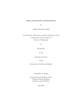 Essays in Economics and Institutions