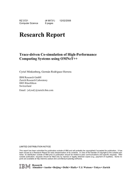 Research Report Trace-Driven Co-Simulation Of