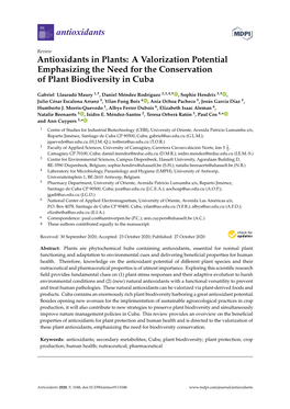Antioxidants in Plants: a Valorization Potential Emphasizing the Need for the Conservation of Plant Biodiversity in Cuba