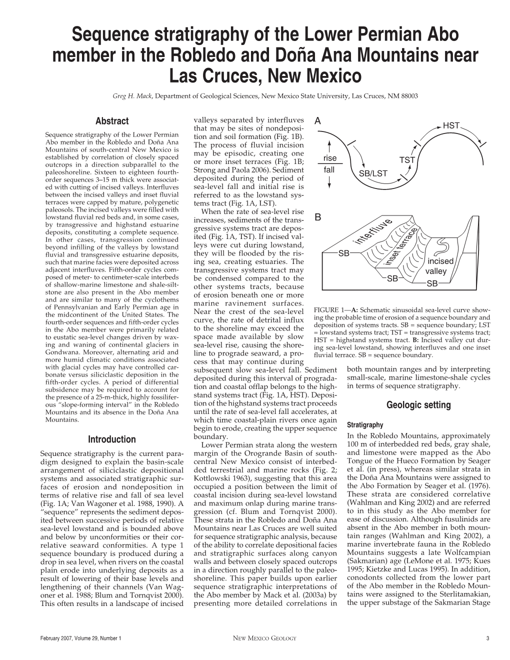 Sequence Stratigraphy of the Lower Permian Abo Member in the Robledo and Doña Ana Mountains Near Las Cruces, New Mexico Greg H