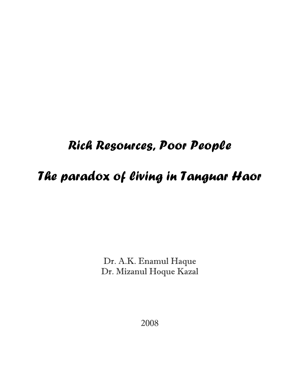 IUCN Report on Tanguar Haor