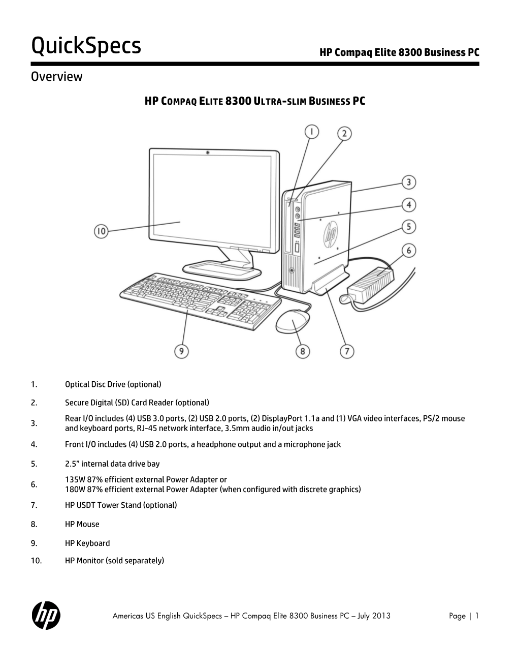 Quickspecs HP Compaq Elite 8300 Business PC