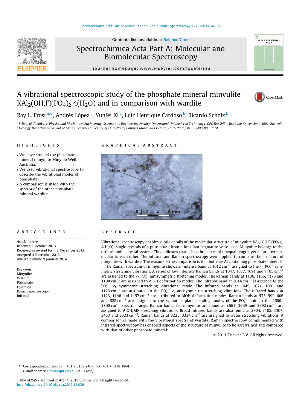 A Vibrational Spectroscopic Study of the Phosphate Mineral Minyulite