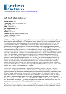 Left Book Club Anthology