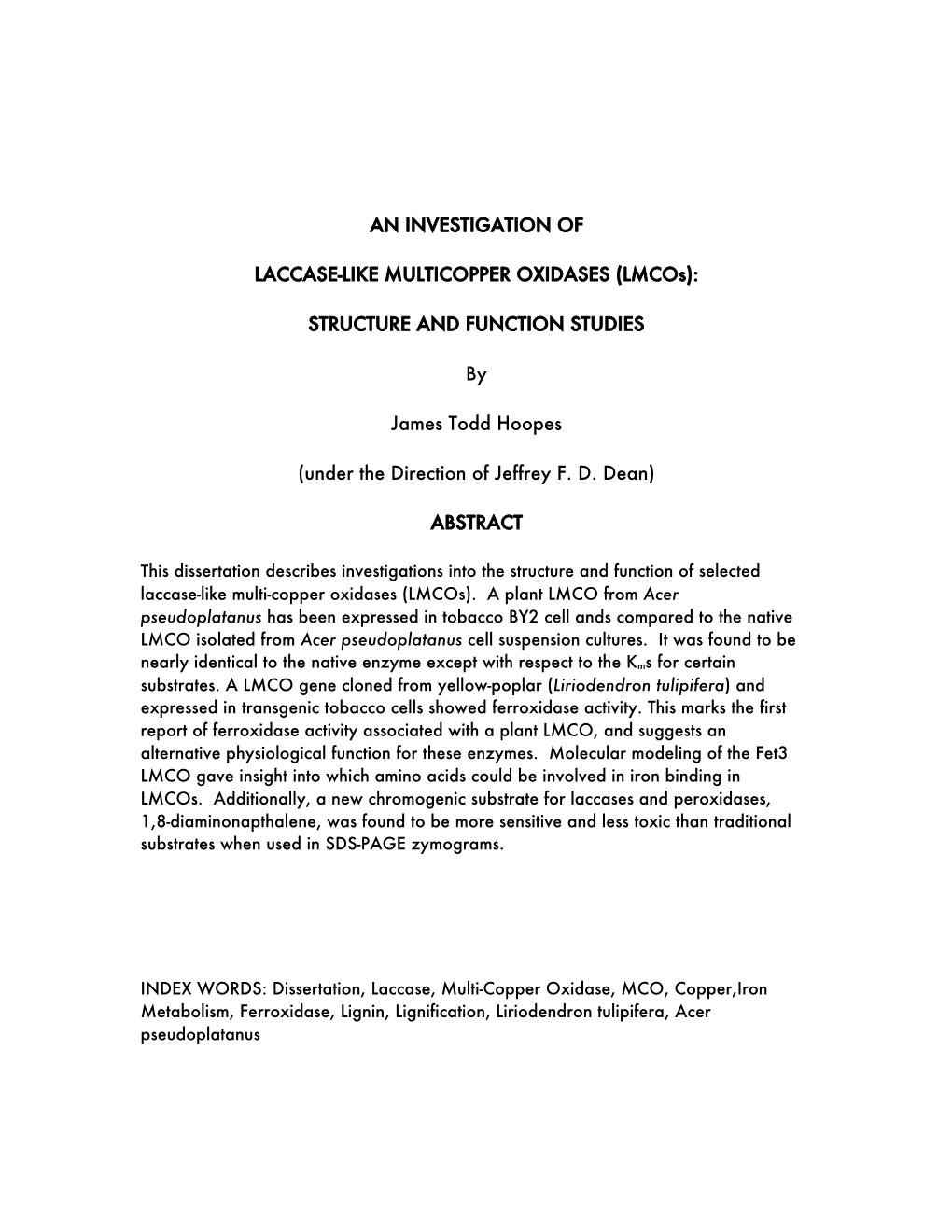 An Investigation of Laccase-Like Multicopper