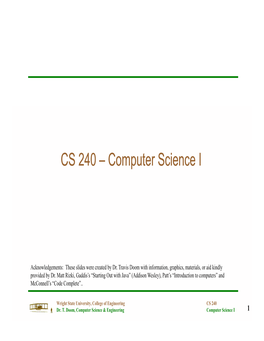 CS 240 – Computer Science I