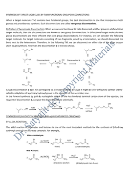 Synthesis of Target Molecules by Two Functional Groups Disconnections