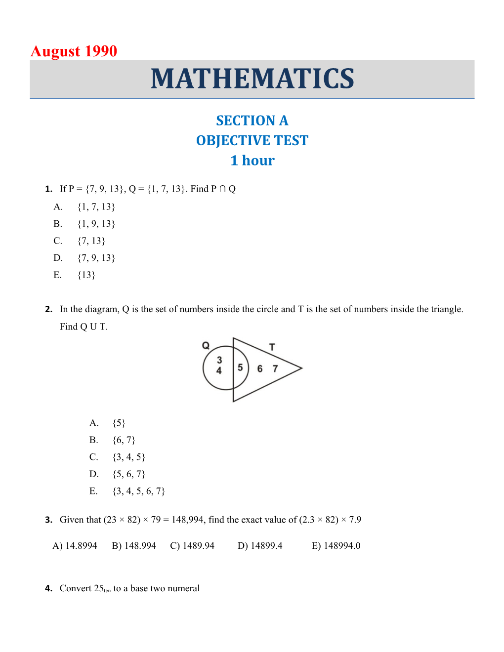 Objective Test