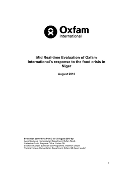 Mid Real-Time Evaluation of Oxfam International's Response to the Food