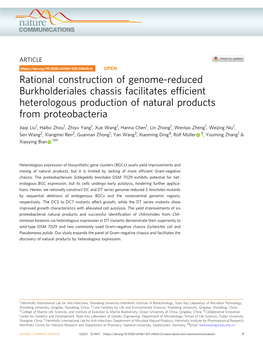 Rational Construction of Genome-Reduced Burkholderiales Chassis Facilitates Efﬁcient Heterologous Production of Natural Products from Proteobacteria