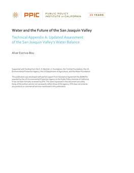 Water and the Future of the San Joaquin Valley, Technical Appendix A