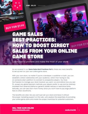 Game Sales Best Practices P1 Ebook