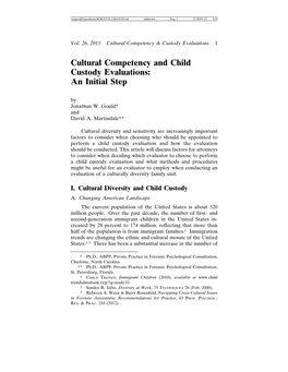 Cultural Competency and Child Custody Evaluations: an Initial Step by Jonathan W