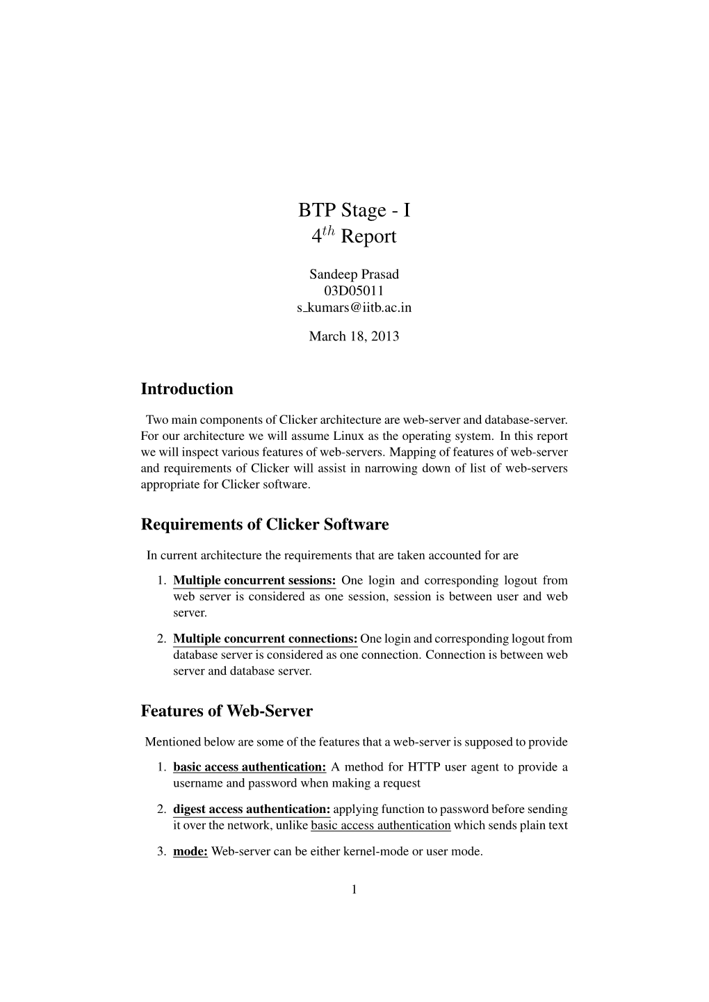 BTP Stage - I 4Th Report