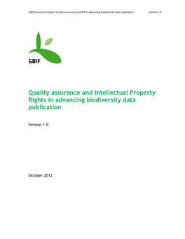 Quality Assurance and Intellectual Property Rights in Advancing Biodiversity Data Publication
