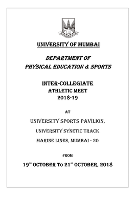 University of Mumbai Department of Physical Education & Sports Inter