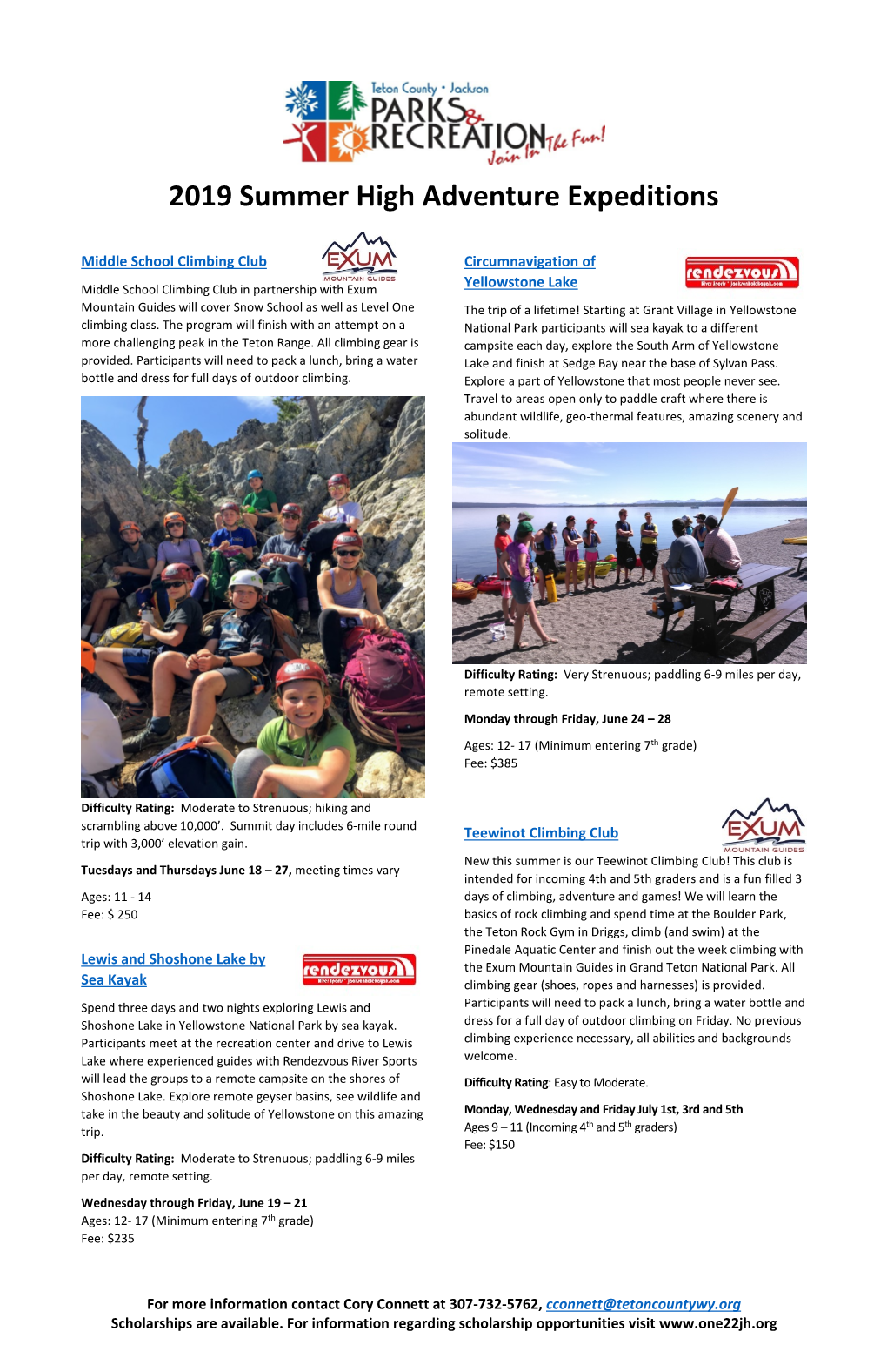 2019 Summer High Adventure Expeditions