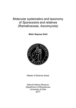 Molecular Systematics and Taxonomy of Sporacestra and Relatives (Ramalinaceae, Ascomycota)