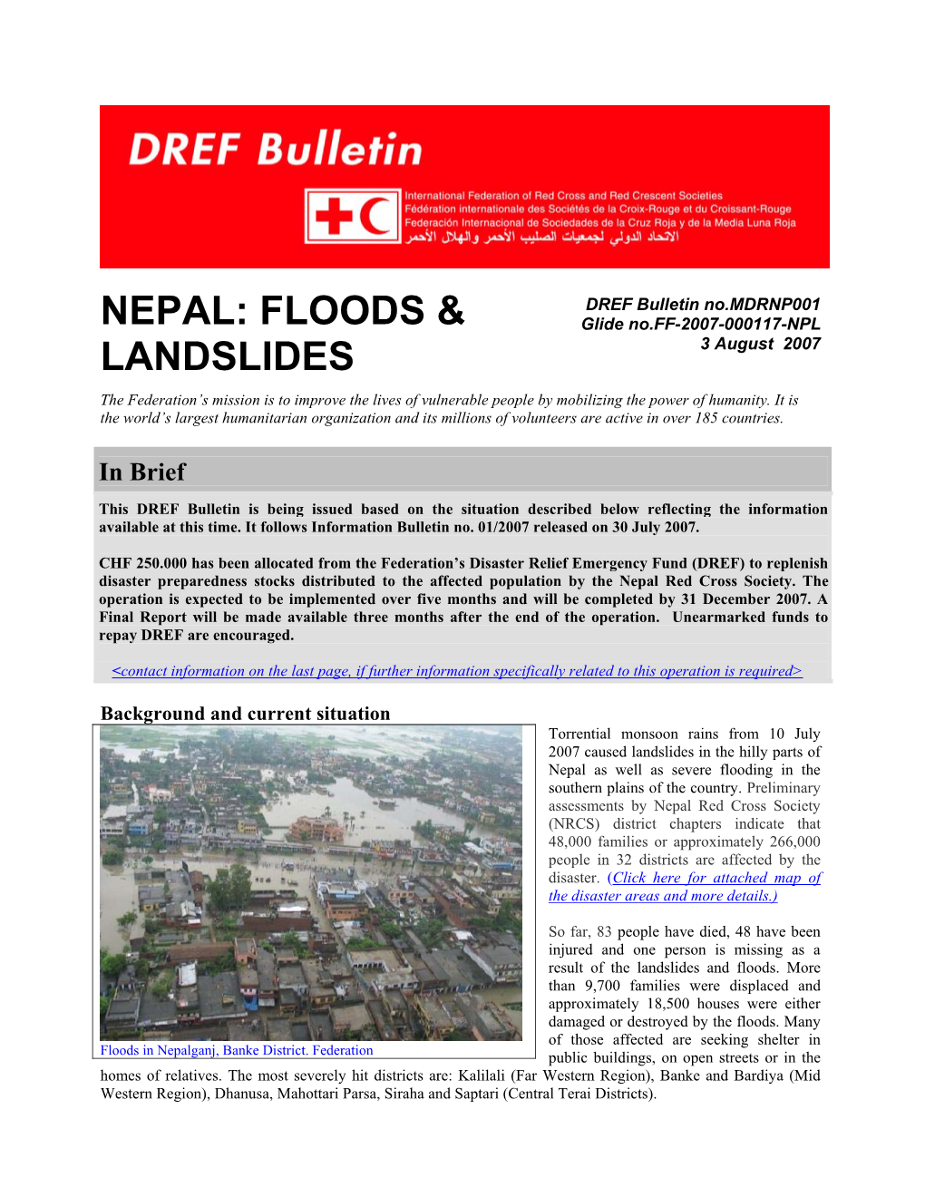 Nepal: Floods & Landslides