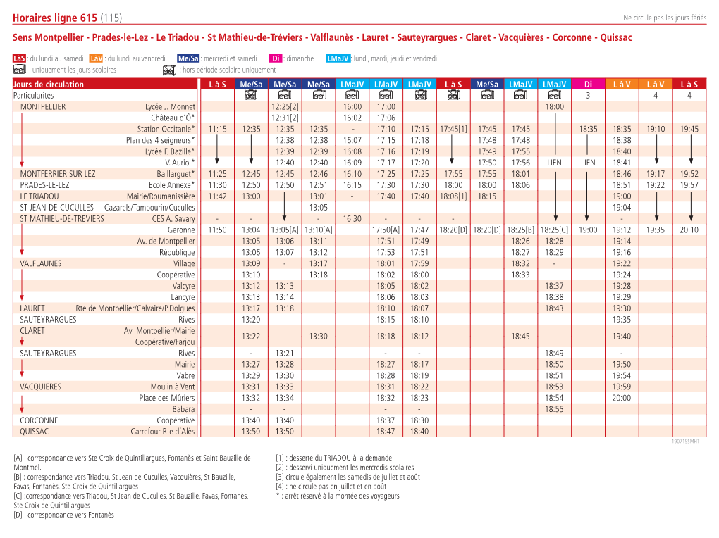 Horaires Ligne