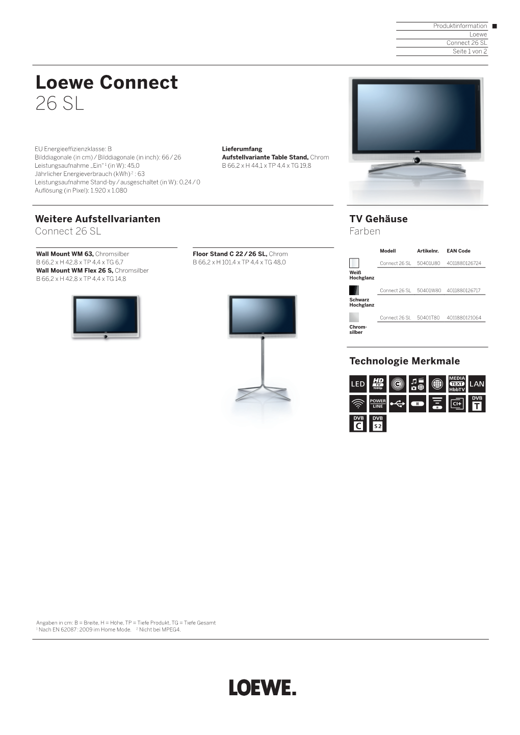 Loewe Connect 26 SL Seite 1 Von 2