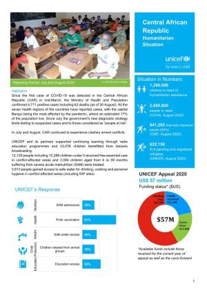Central African Republic (CAR) in Mid-March, the Ministry of Health and Population Confirmed 4,711 Positive Cases Including 62 Deaths (As of 30 August)