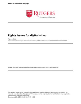 Rights Issues for Digital Video