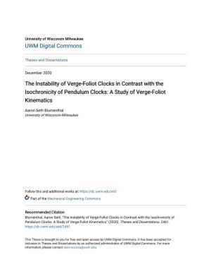 The Instability of Verge-Foliot Clocks in Contrast with the Isochronicity of Pendulum Clocks: a Study of Verge-Foliot Kinematics