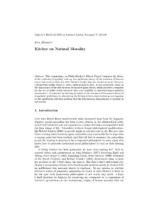 Kitcher on Natural Morality