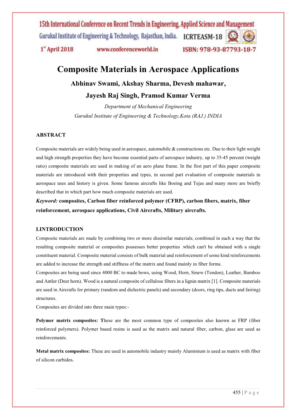 Composite Materials in Aerospace Applications